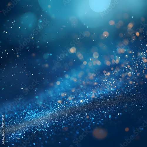 Vibrant blue abstract background with a mesmerizing bokeh pattern and scattered particles  creating a captivating and ethereal atmosphere.