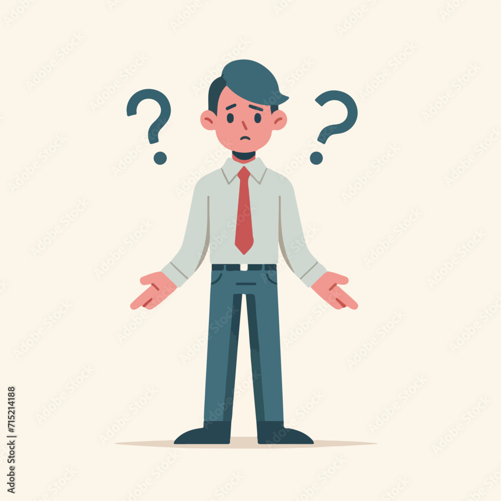 People have curious expressions and question marks are floating around their heads. flat design style vector illustration.
