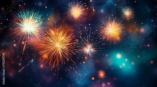 Beautiful fireworks background at night for holiday decoration