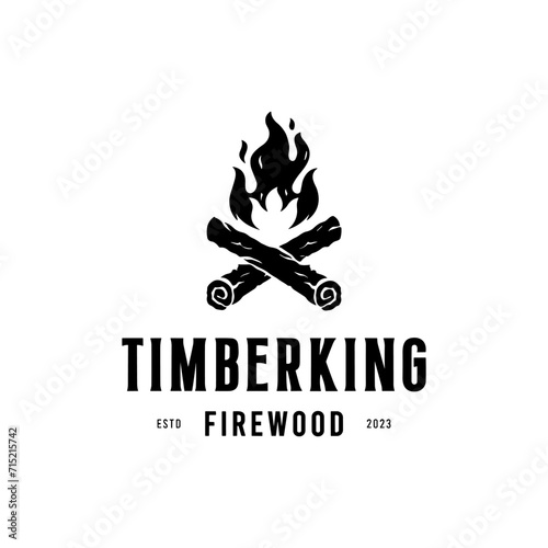firewood logo design vintage vector photo