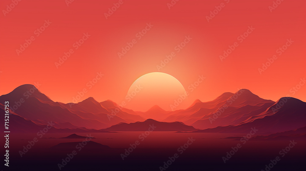 sunset over mountains wallpaper background