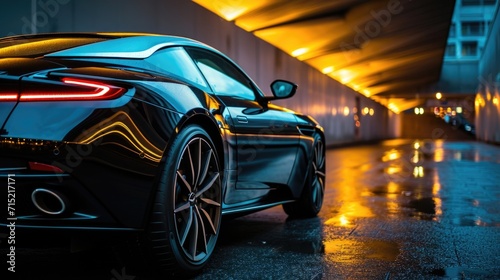 A luxurious car with subtle neon lighting around its headlights and taillights giving it a sleek and sophisticated look © Justlight