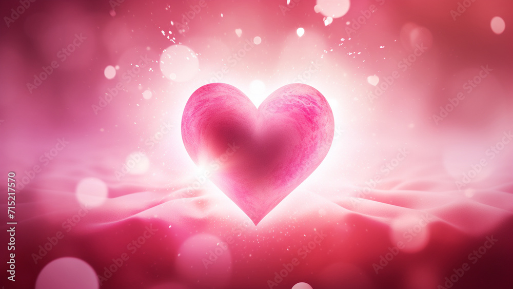 Pink heart on heart shaped abstract light background 