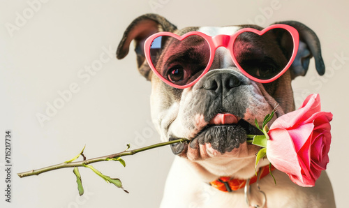 dog with a flower photo