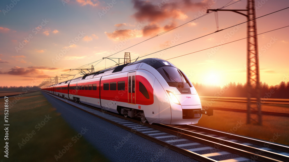Fototapeta premium High-speed train running on railway.