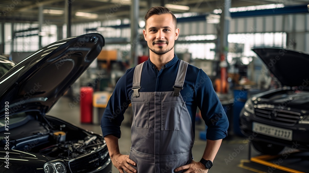 A mechanic inspecting a car looking at the engine , mechanic, inspecting, car, engine A mechanic inspecting a car looking at the engine , mechanic, inspecting, car, engine