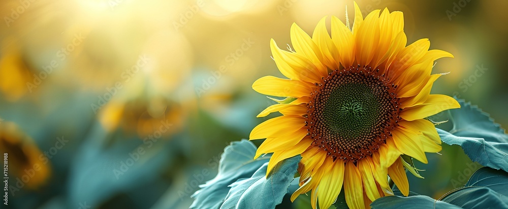 Fototapeta premium Minimalistic detail representation of a sunflower in full bloom. generative AI