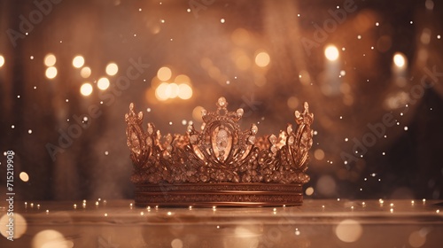 A regal scene with rose gold bokeh lights , regal scene, rose gold, bokeh lights