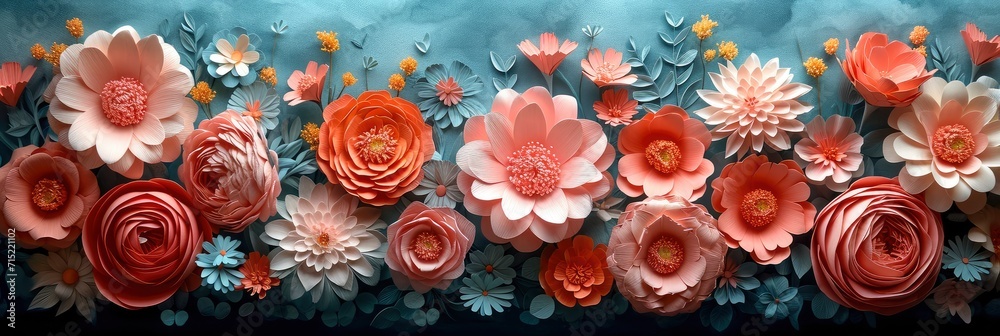 Beautiful Handmade Paper Flowers Blank Sheet, Background HD, Illustrations