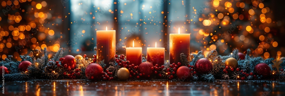 Beautiful Table Setting Candles Christmas Dinner, Background HD, Illustrations