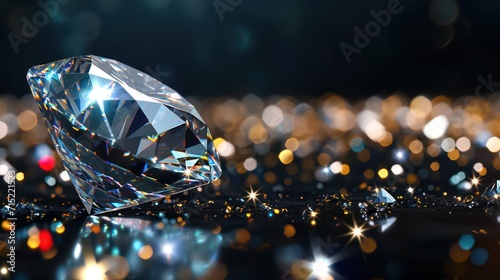 The background has a luxurious feel with colorful sparkling diamonds photo