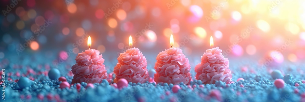 Birthday Cake Candles Against Color Background, Background HD