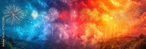 Brightly Colorful Fireworks Salute Various Colors  Background HD  Illustrations