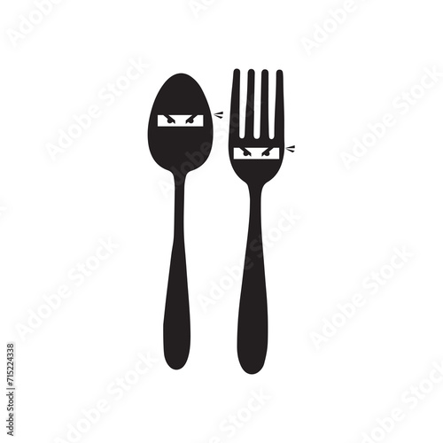 ninja food icon logo vector