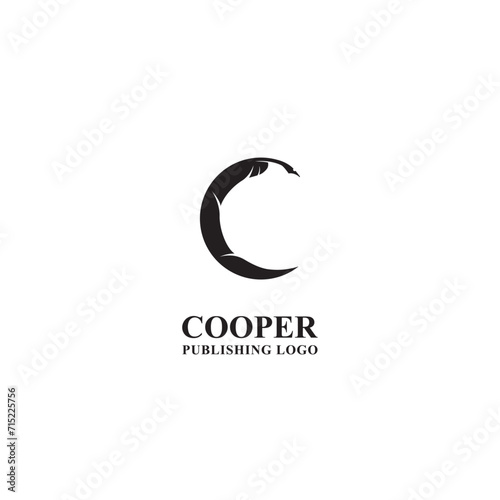 initial C feather pen publishing logo design