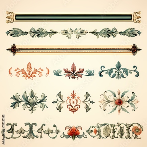 set of classic Victorian vintage ornate line divider © Wipada