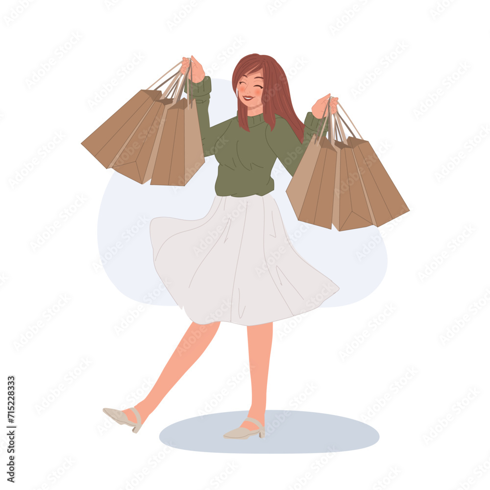 Happy Woman enjoy Shopping .Urban Lifestyle Happy Woman enjoy Shopping .Urban Lifestyle