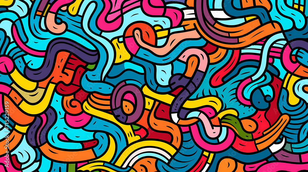 Funny doodle seamless pattern, artistic background