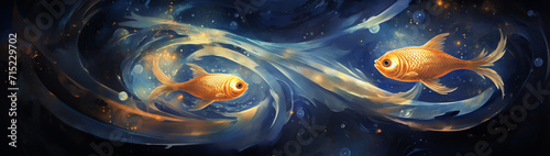 Abstract fishes and pices swim  background photo