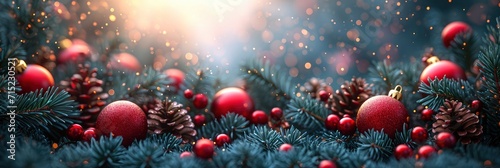 Christmas Decorations Gifts Fir Tree Branches, Background HD, Illustrations