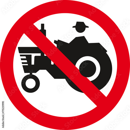 prohibited to transit on farm machinery, no riding farm machinery, Prohibiting sign,Traffic Sign , Vector, symbol, transport icon