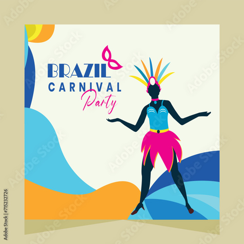 Brazil Carnival Party Social Media Post Illustration