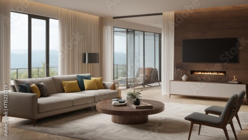 Modern Living Room decoration ideas. modern living room 3d render design.
