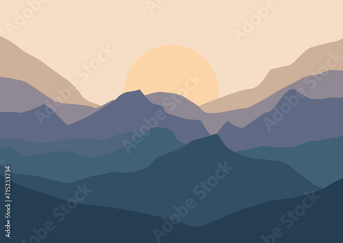 Beautiful mountains for the background. Vector illustration in flat style.
