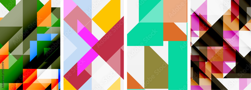Set of colorful triangle poster cover template backgrounds. Vector illustration For Wallpaper, Banner, Background, Card, Book Illustration, landing page Set of colorful triangle poster cover template backgrounds. Vector illustration For Wallpaper, Banner, Background, Card, Book Illustration, landing page