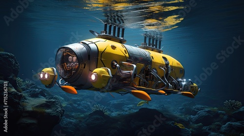 Autonomous underwater vehicles for deep sea exploration solid background © Gefo