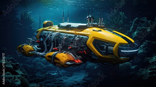Autonomous underwater vehicles for deep sea exploration solid background © Gefo