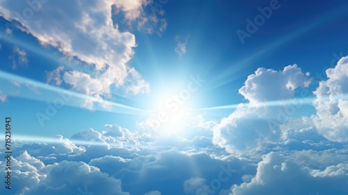 White shining blue sky with clouds