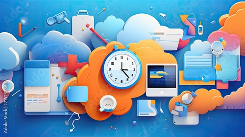 Cloud based productivity tools for efficiency solid background