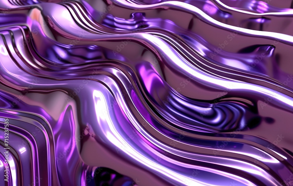 Fototapeta premium Wave Violet Metallic 3D abstract Background.