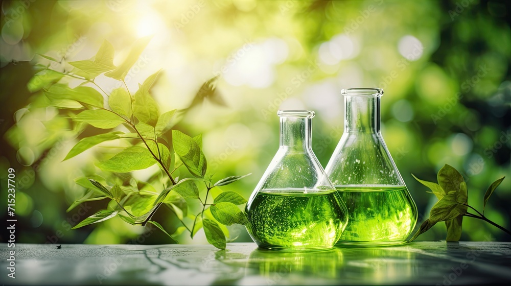 Green chemistry processes for eco friendly manufacturing solid background - obrazy, fototapety, plakaty 