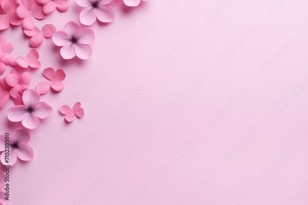 Pink flower corner empty mockup valentine backgrond