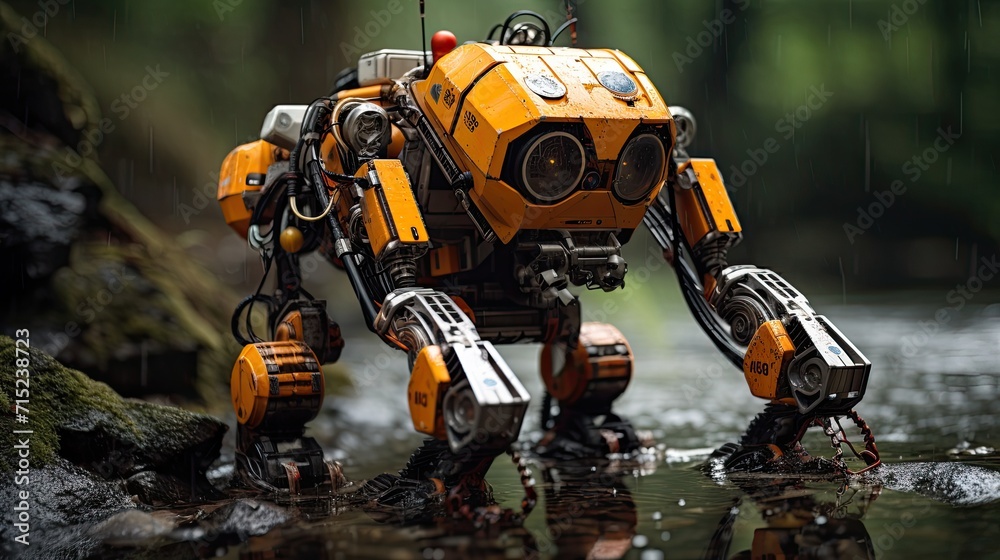 Robotics used in search and rescue missions solid background
