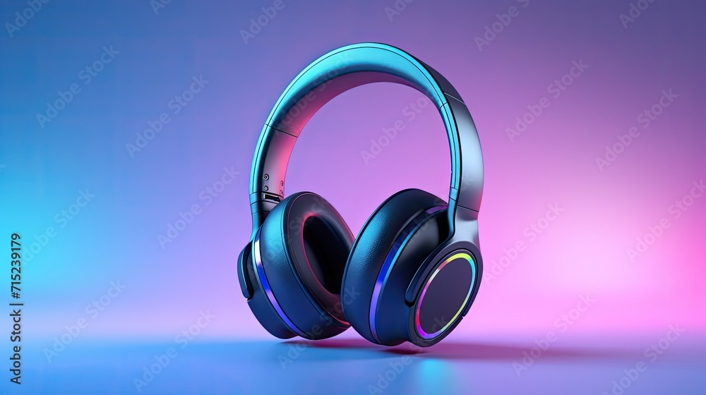 Wireless headphones for immersive audio solid background - obrazy, fototapety, plakaty 