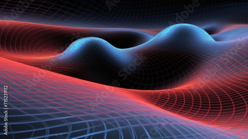A computer simulation depicting the complex dynamics of two black holes merging, creating ripples in the fabric of spacetime known as gravitational waves.