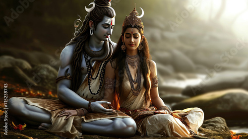 Lord Shiva and Parvathi concept