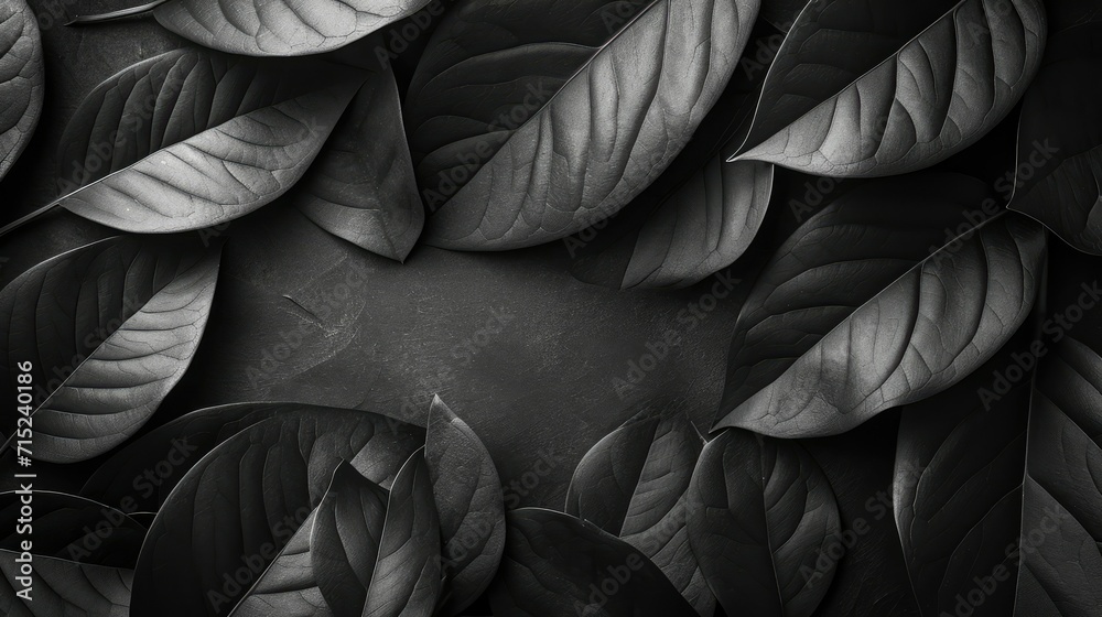 Textures of abstract black leaves for tropical leaf background