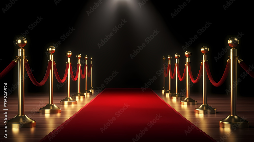 Red carpet on the stairs on dark background, the way to glory, victory and success Red carpet on the stairs on dark background, the way to glory, victory and success