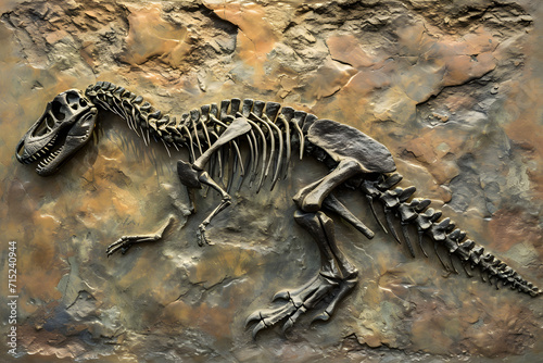 Skeleton fossils of dinosaur.