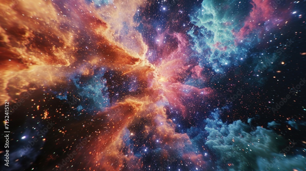 Fototapeta premium Vibrant equalizer frequencies converge in a dazzling display of galactic formation showcasing the incredible diversity and complexity of the universe in this stunning footage