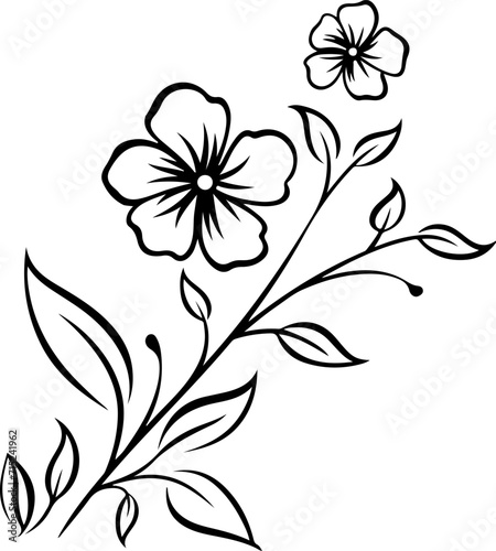 Fototapeta Naklejka Na Ścianę i Meble -  Vector black silhouettes of flowers isolated background