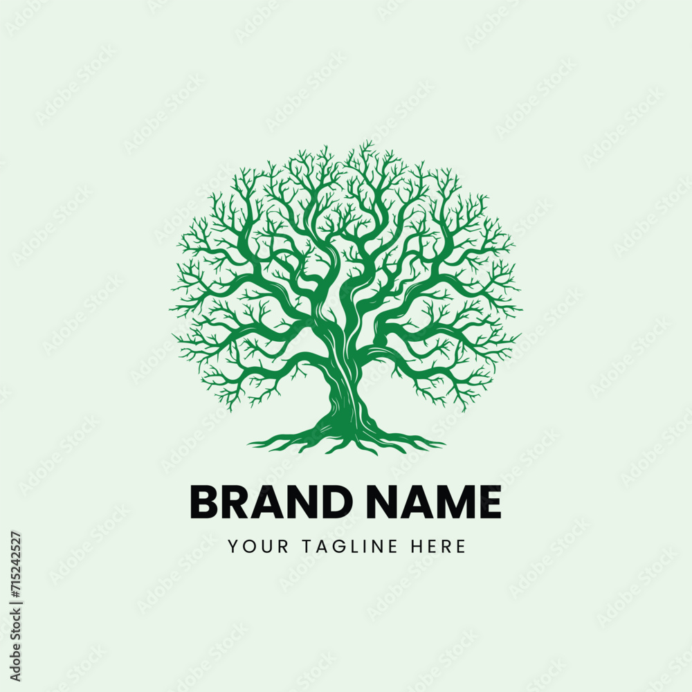 Obraz premium Creative nature tree line art logo design