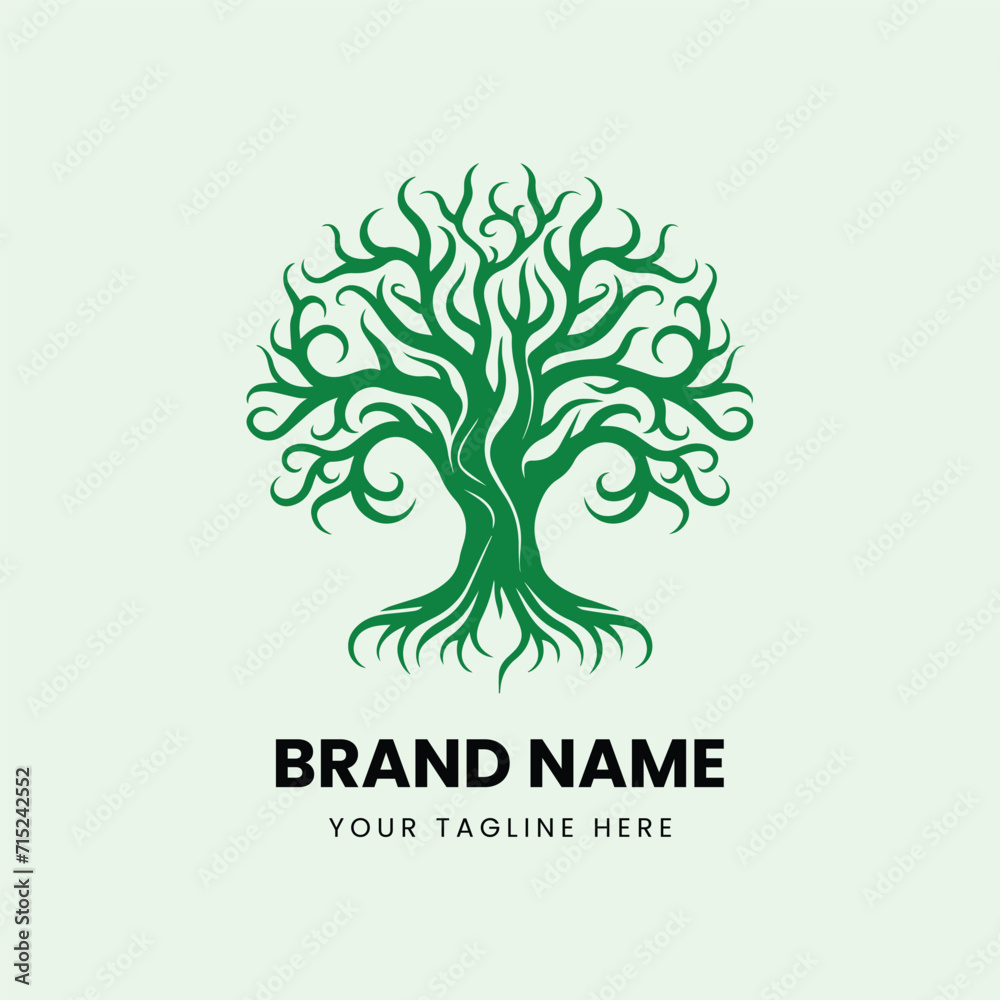 Obraz premium Creative nature tree line art logo design