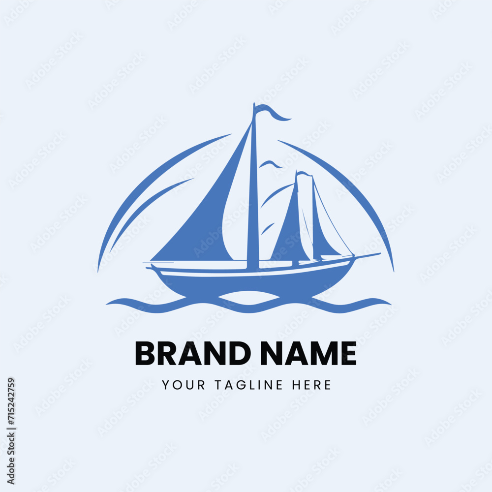 flat minimal boat ship logo