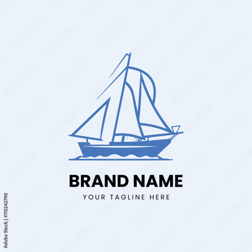 flat minimal boat ship logo
