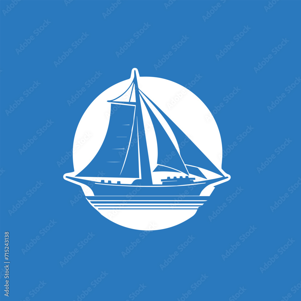Fototapeta premium flat minimal boat ship logo